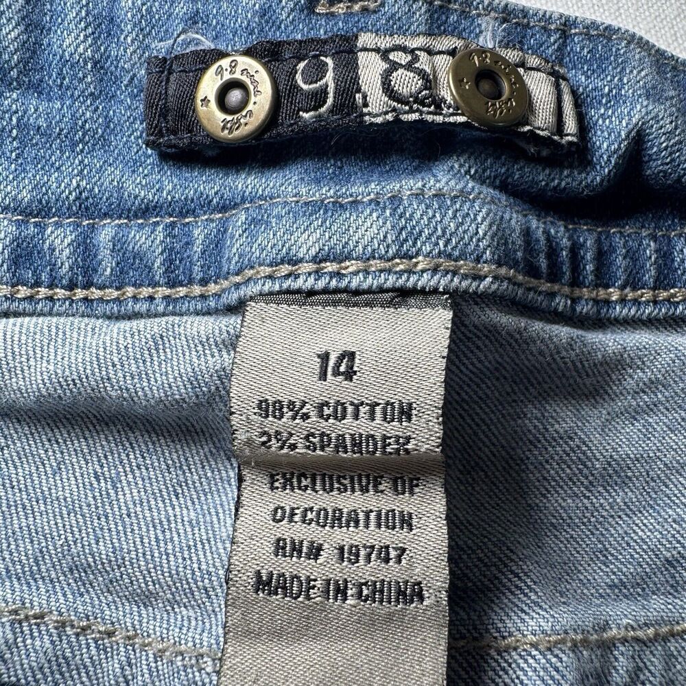 9.8 Nine Eight Boot Cut Metal Studded Camo Distress Stretch Denim Y2K Size 14‎ - Picture 4 of 15
